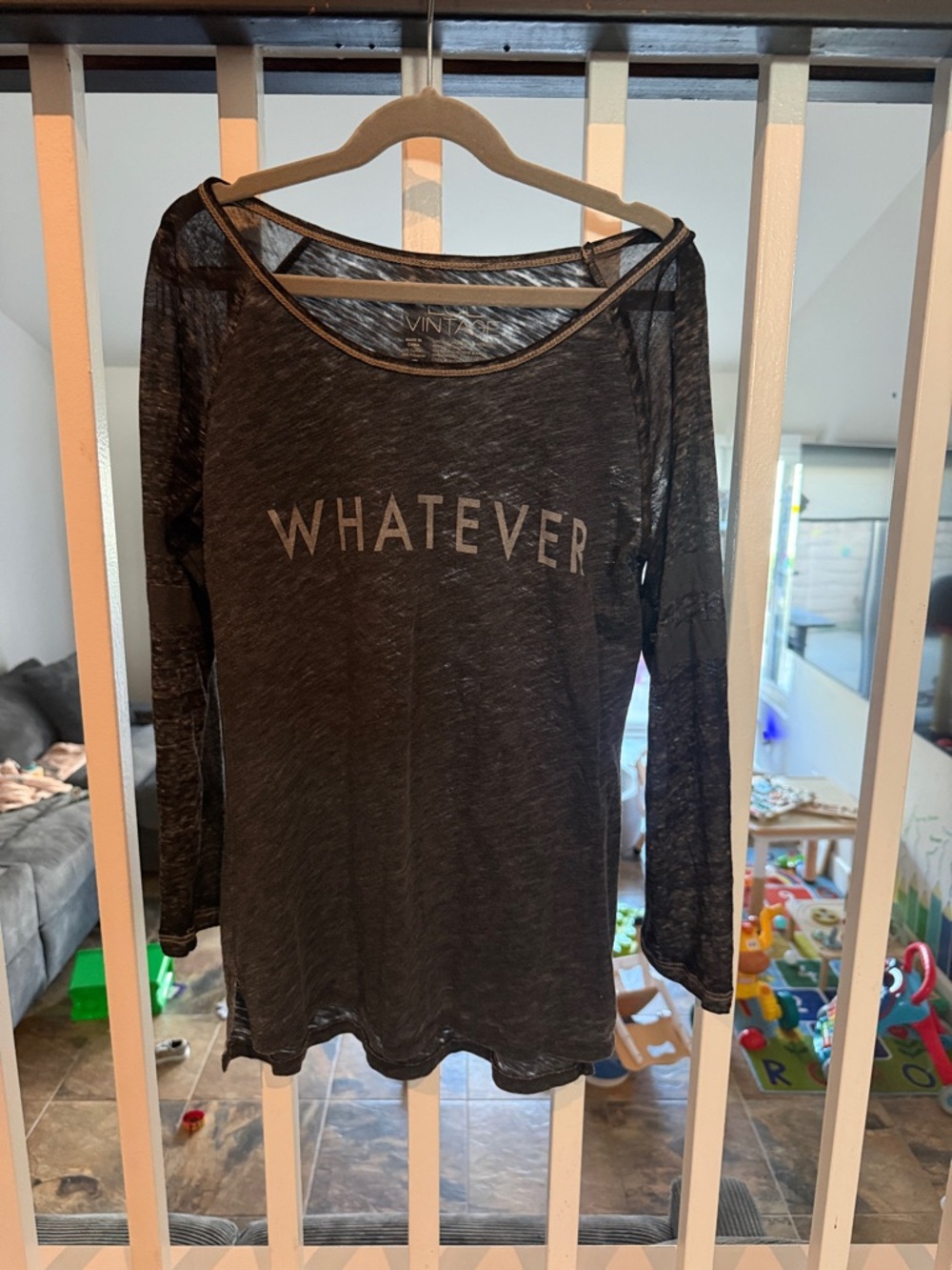 L.O.L. Vintage Gray 'WHATEVER' Long-Sleeve Graphic Tee